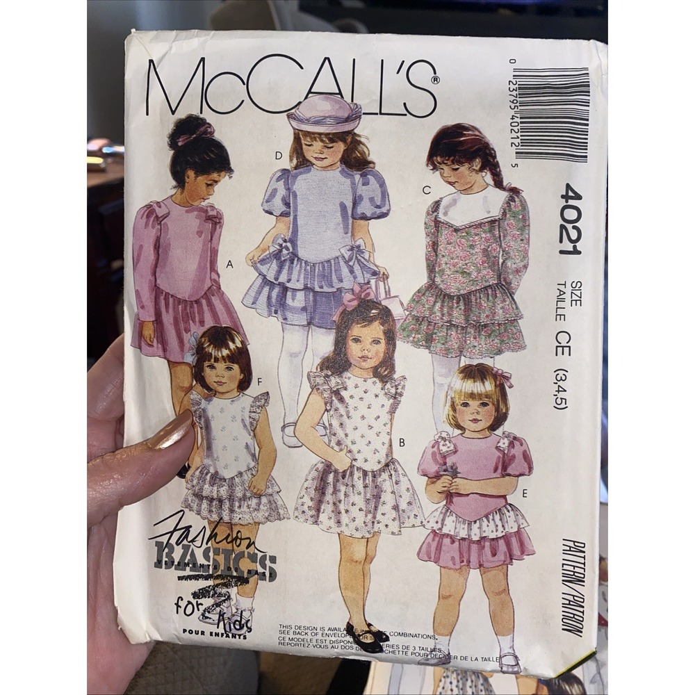 Vintage 1988 McCall’s Girls Dress Sewing Pattern 4021 Size 3-5 Cut Compl